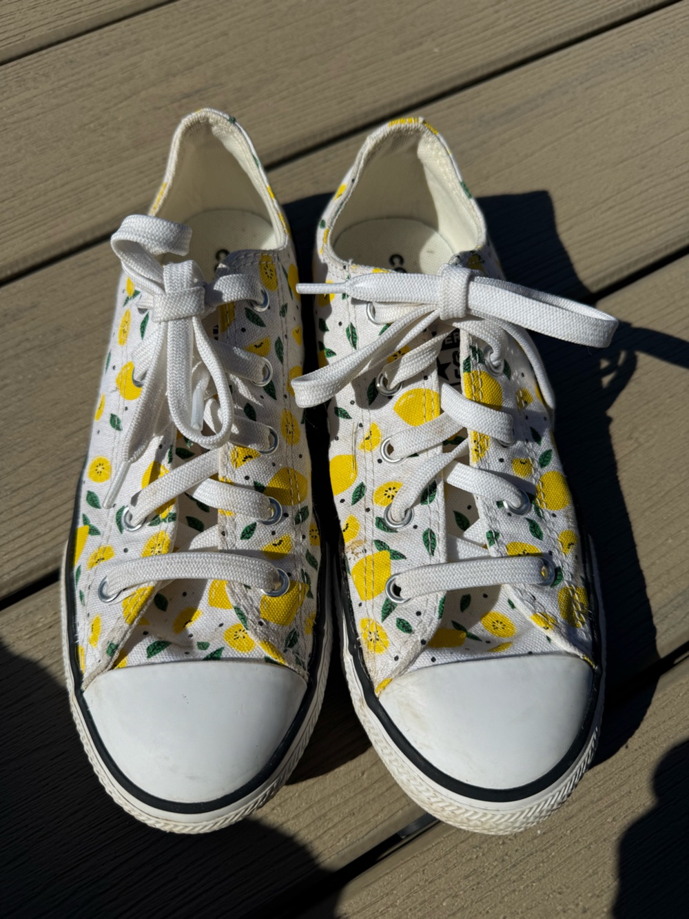 Kids Converse Canvas Sneakers with Yellow Lemon Print